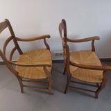 Pair of cherry wood armchairs