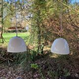 2 Danish white glass pendant lights (50s/60s)