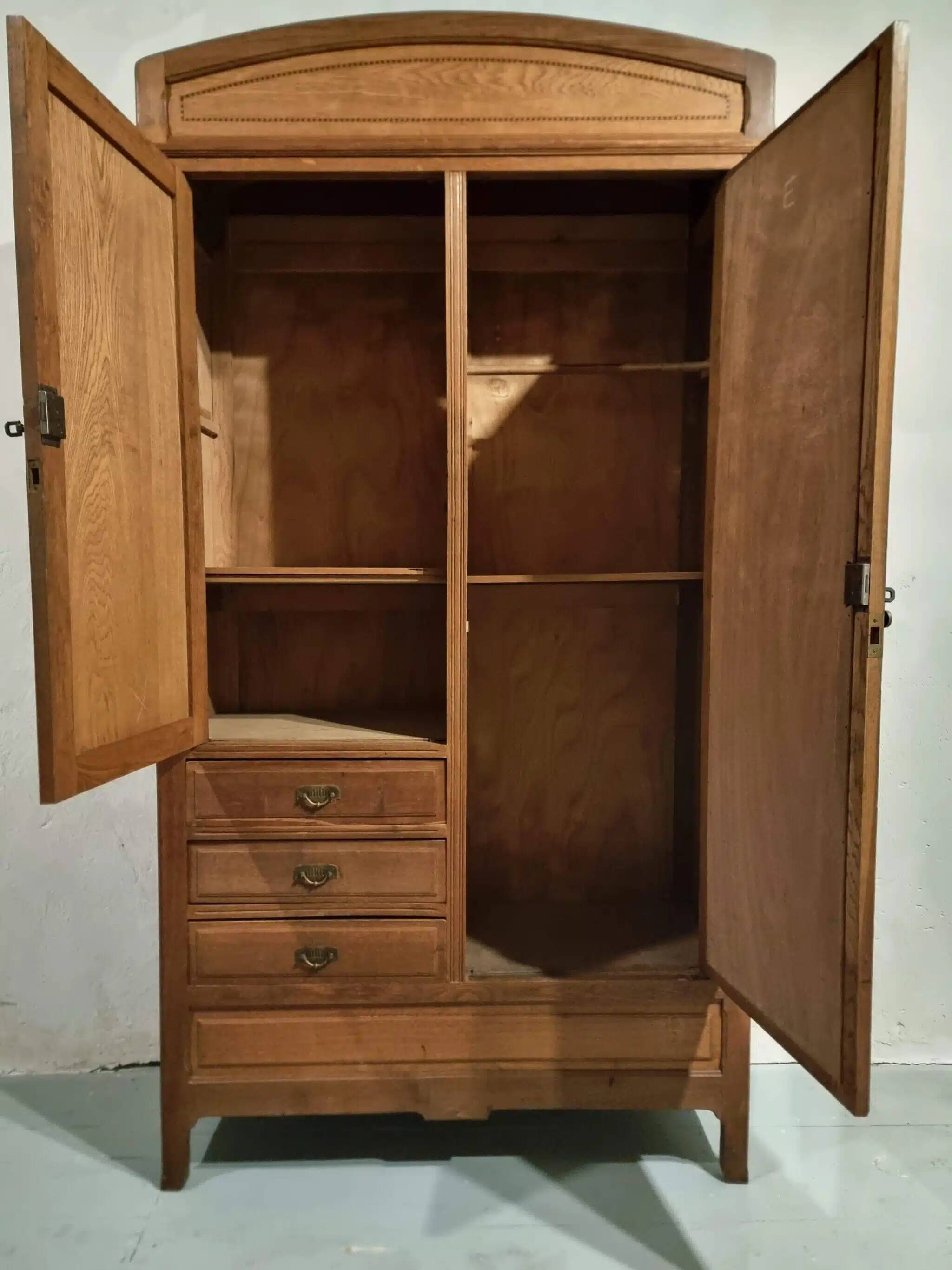 Vintage French oak wardrobe – circa 1920, with subtle Art Deco influences