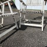 Pair of vintage wooden folding garden chairs – shabby chic look