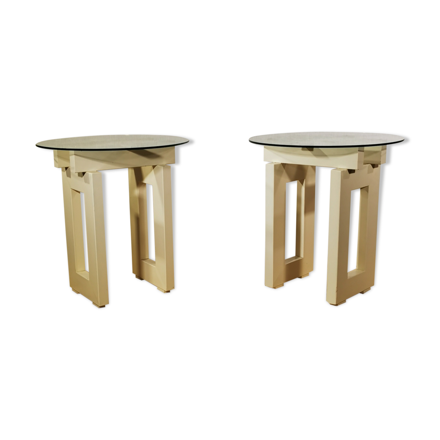 Pair of white painted metal harnesses, circa 1980