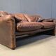 Leather Maralunga sofa by Vico Magistretti for Cassina, 1970s