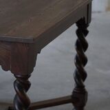 Bureau / Dining table in oak with Danish baroque inspiration and twisted legs, 1900s.