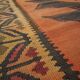 Rug & Kilim Rust Geometric Runner, Handmade Tribal Wool Flatweave, Boho Hallway Rug