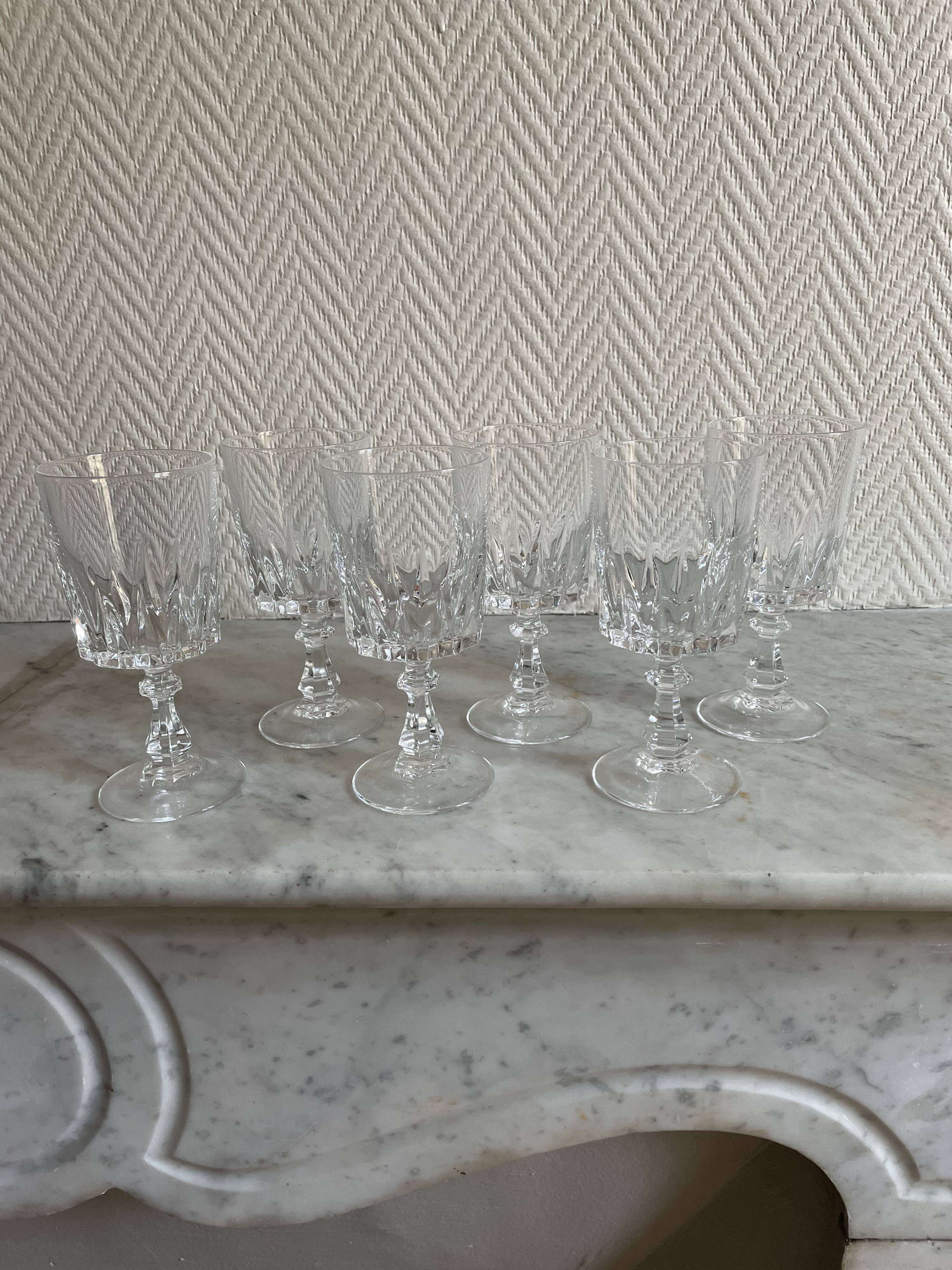 Set of six Bayel Champagne crystal stemmed glasses