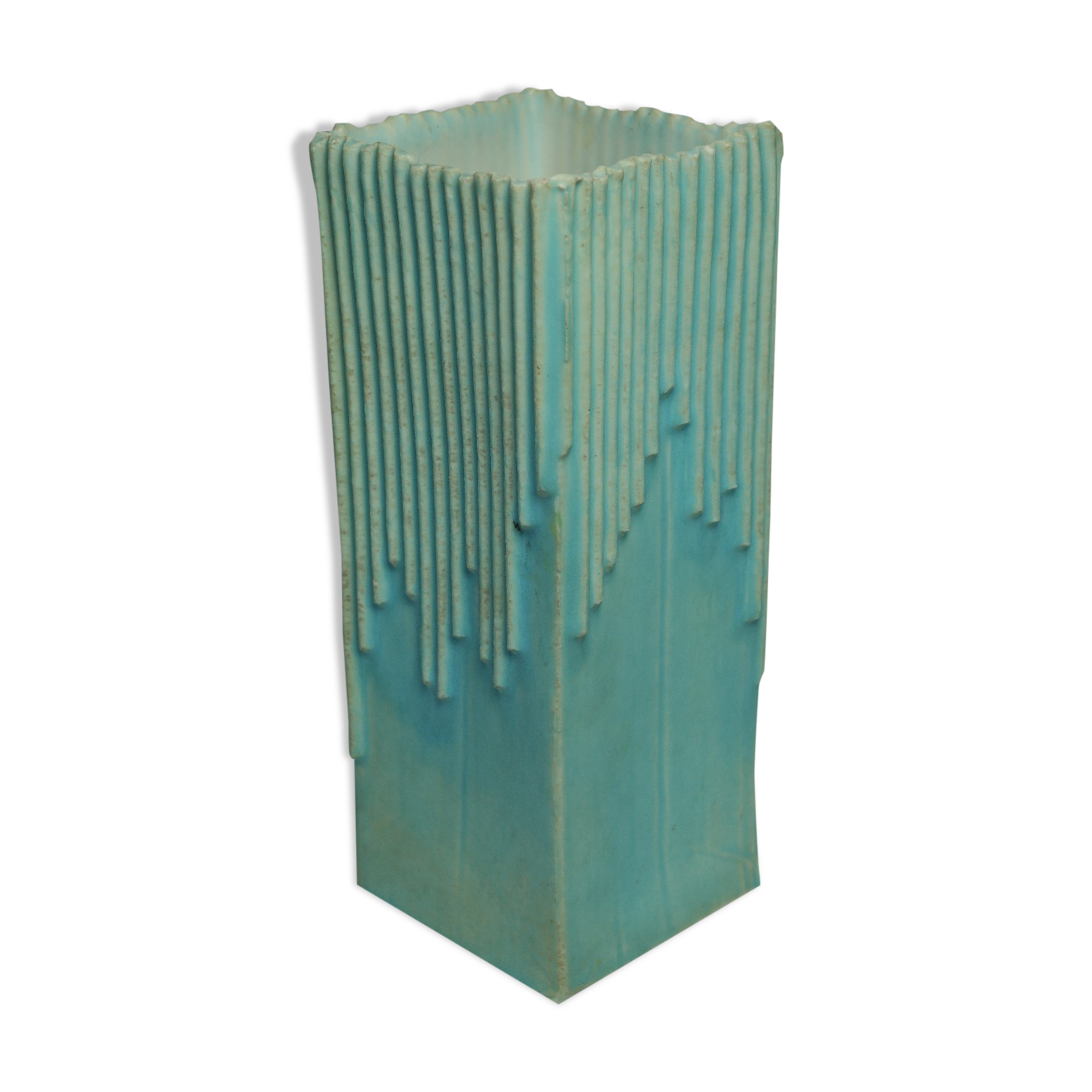 Blue stamped signed modernist ceramic vase from the 1980s.