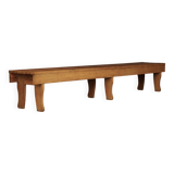 Long Oak wood Slatted Bench. 1970s