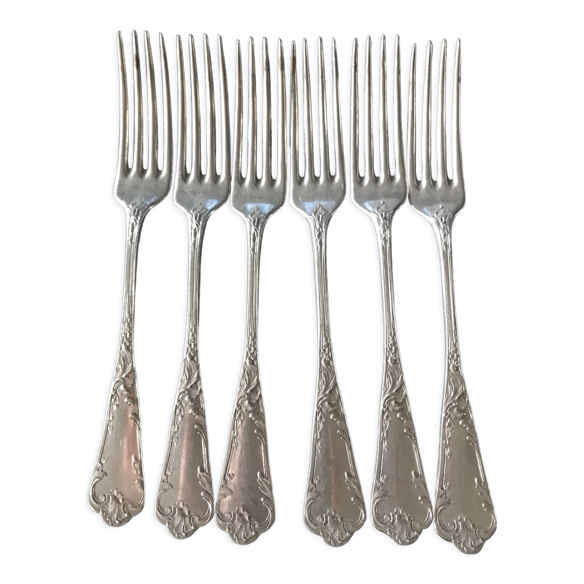 Pop-up Christmas 2022 Set of 6 cutlery in chiseled metal dating from the early twentieth century