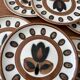 Set of 6 Boch La Louvière plates model Kimono tulip flower.
