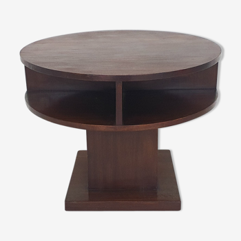 Table d’appoint ronde art déco en acajou, Pays-Bas des années 1930