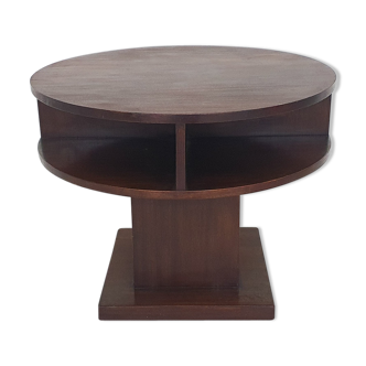 Art deco round mahogany side table, The Netherlands 1930's