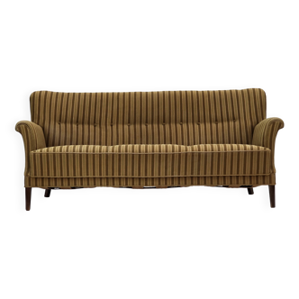 1960s, 3-seater Danish sofa, green furniture wool, original condition.