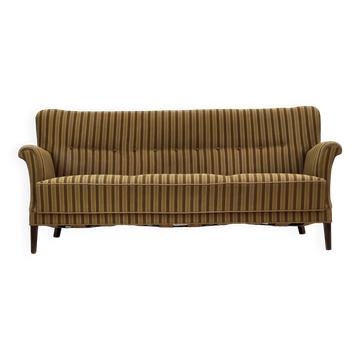 1960s, 3-seater Danish sofa, green furniture wool, original condition.