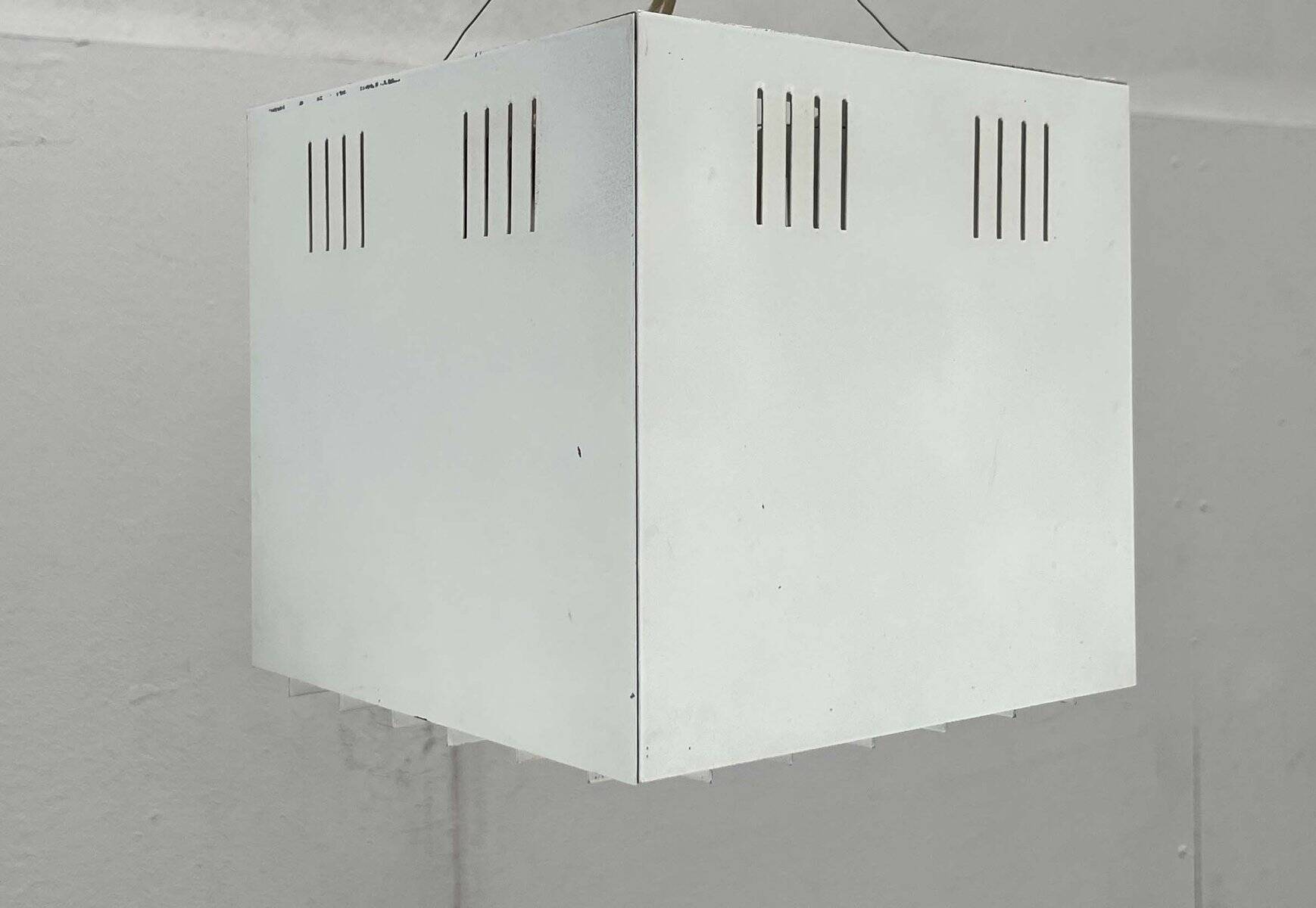 Modern minimalist cube ceiling light from the mid-century, Finland, 1960s.