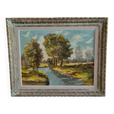 Painting on canvas 60s . signed h.macheras