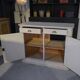 Low sideboard with 2 doors, white patina, 1960s