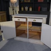 Low sideboard with 2 doors, white patina, 1960s