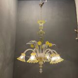 Italian flower chandelier in murano glass, 1960s