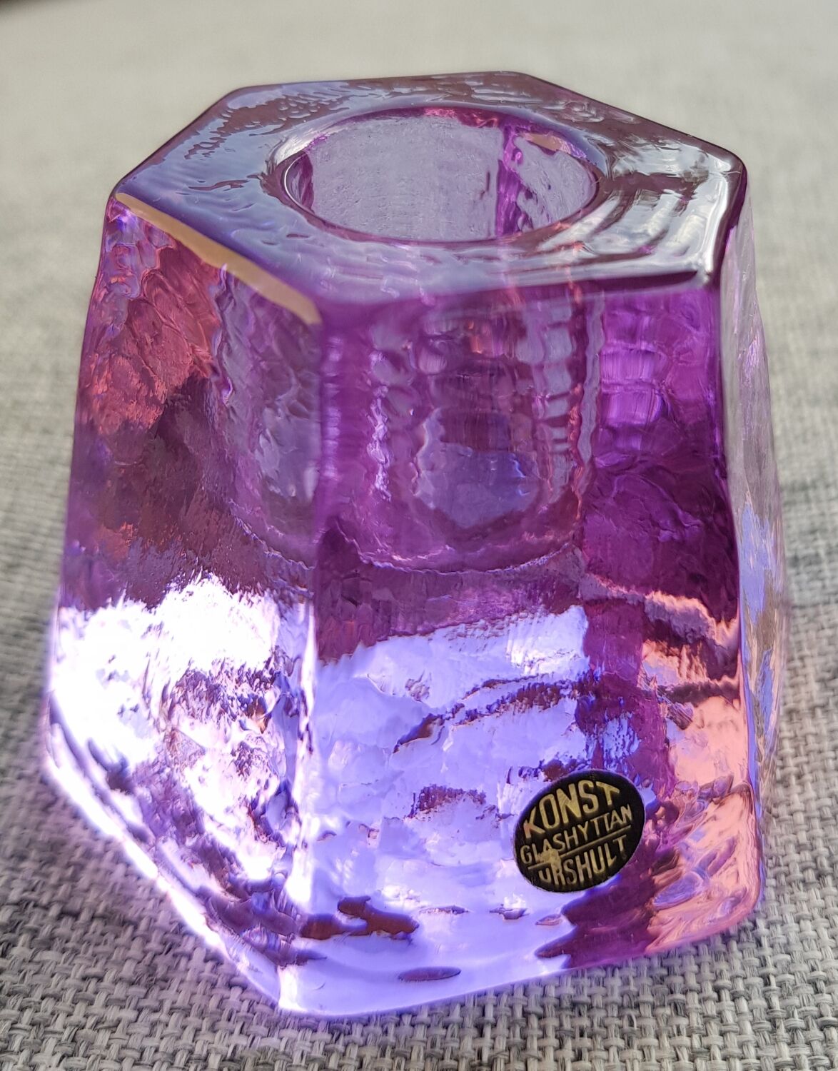 Swedish Konst Glashyttan Urshult glass candle holder