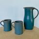 Service sandstone blue pitcher cups
