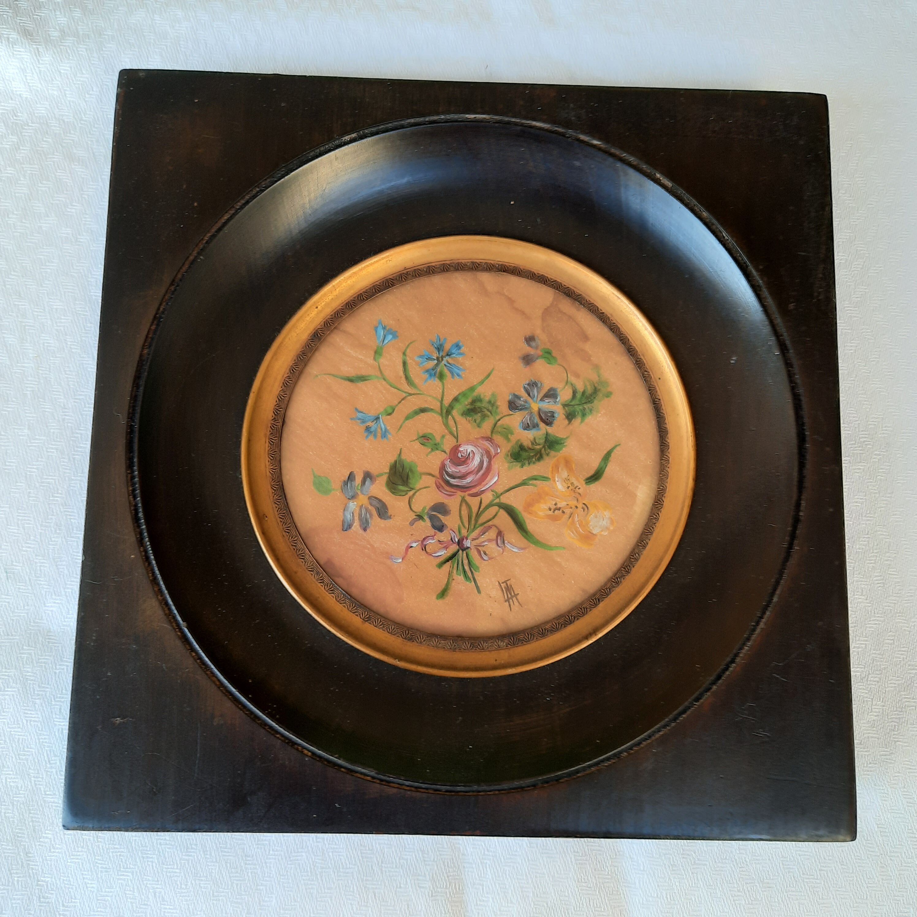 Paire de petites aquarelles de fleurs