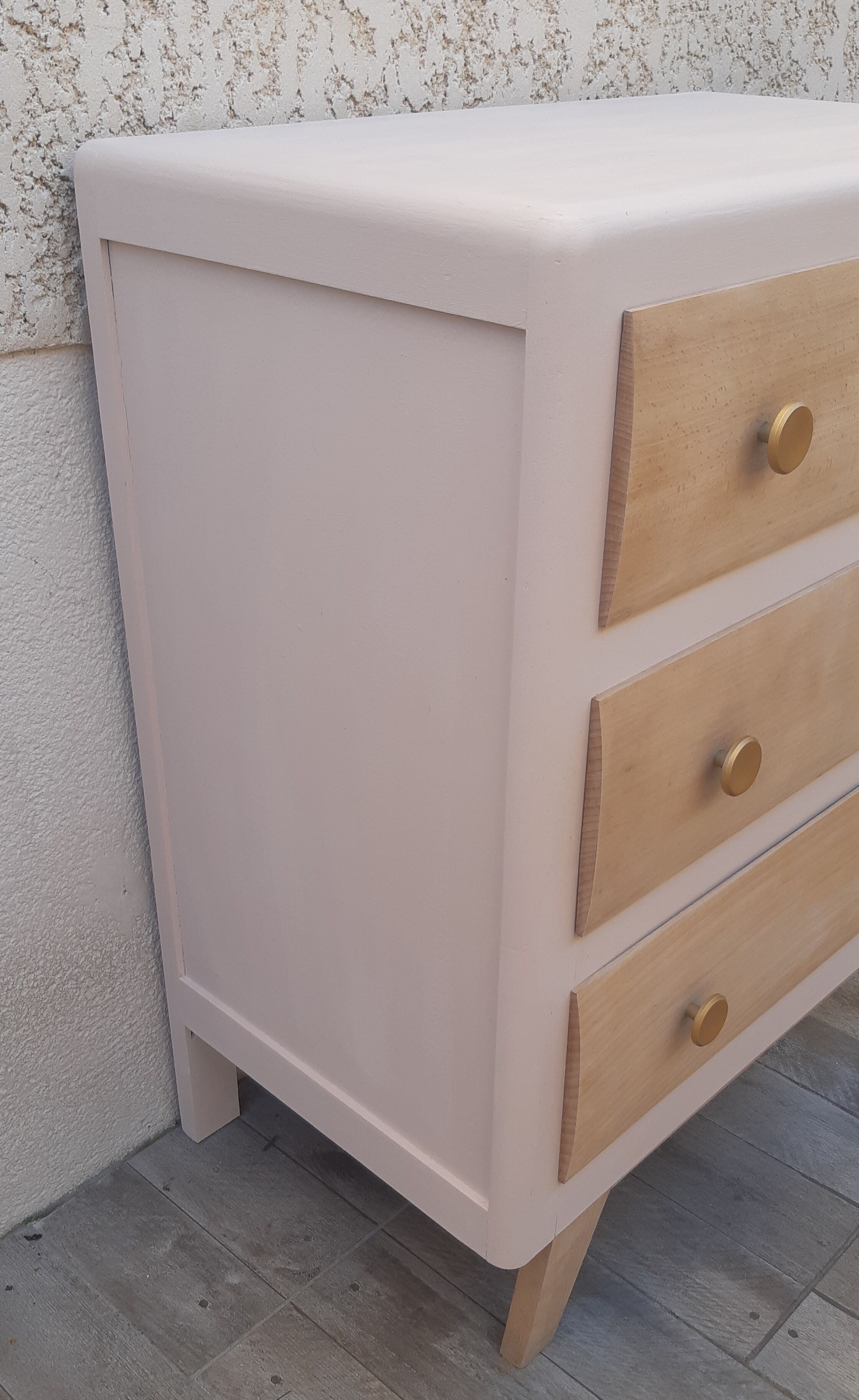 Commode vintage bois et rose