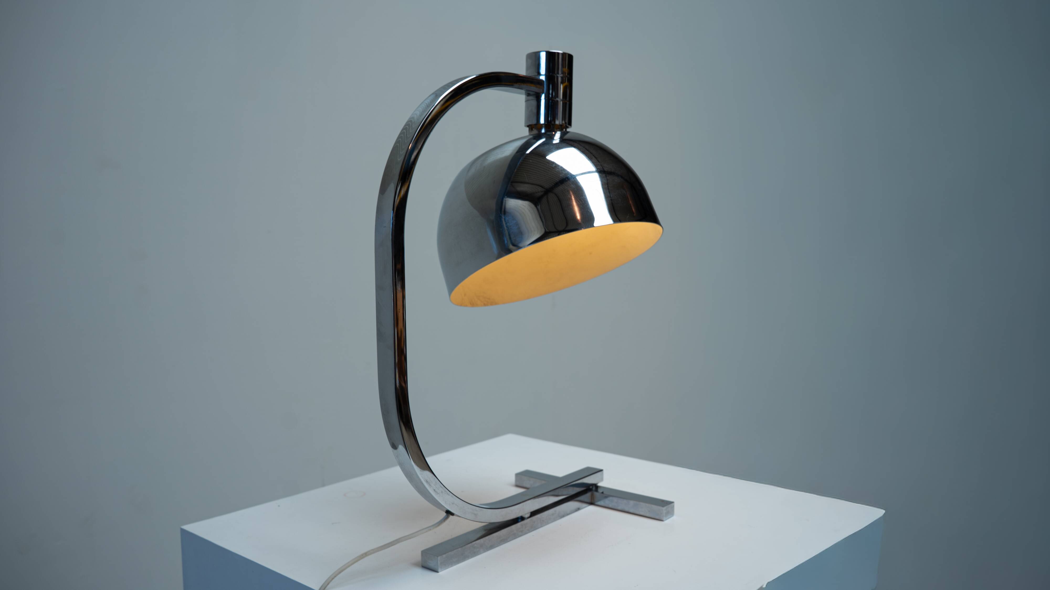 Chrome table lamp by Franco Albini for Sirrah