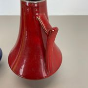 Set of two pottery fat lava vases "black-red" by Jopeko, Germany, 1970s modern