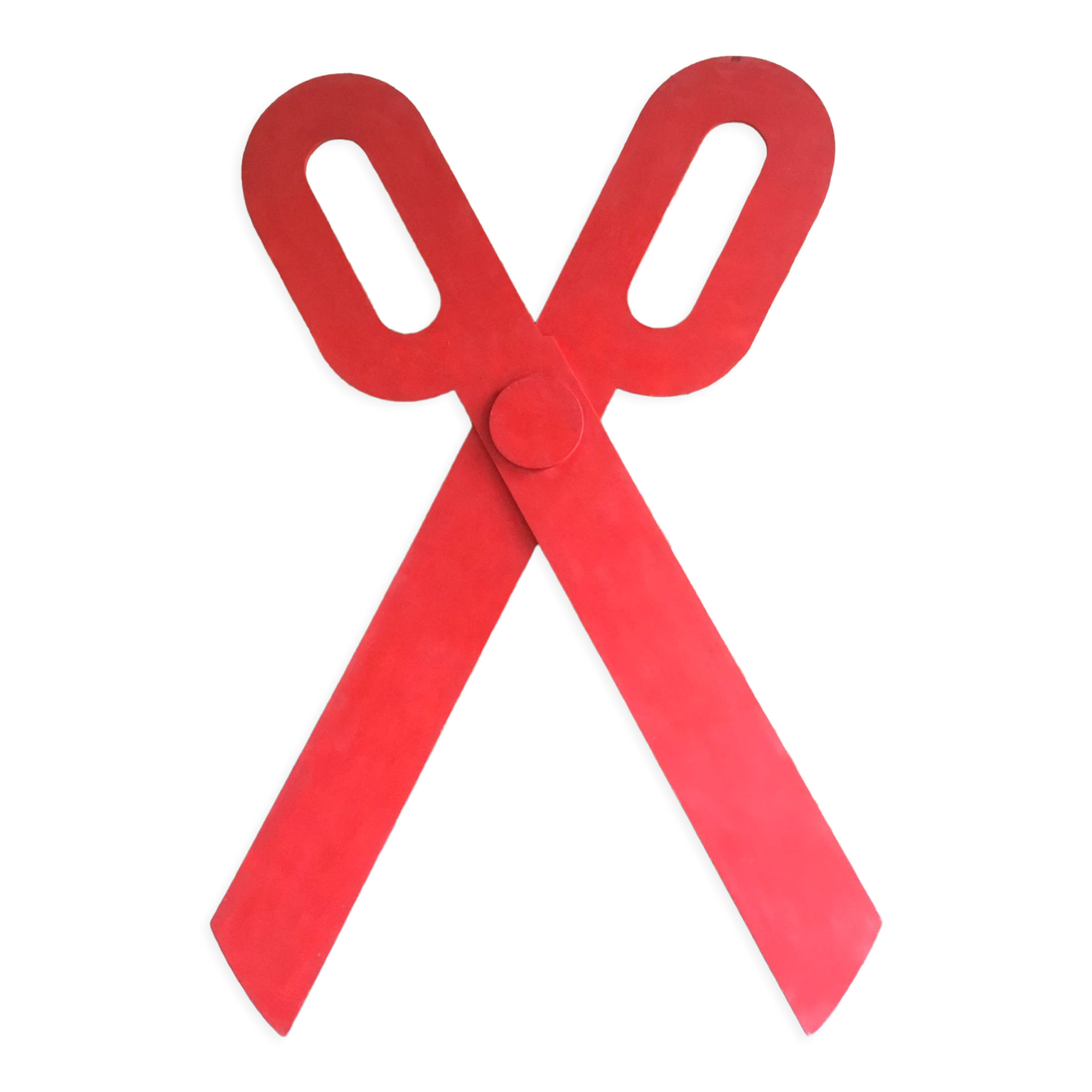 Wooden sign in the shape of scissors