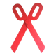 Wooden sign in the shape of scissors