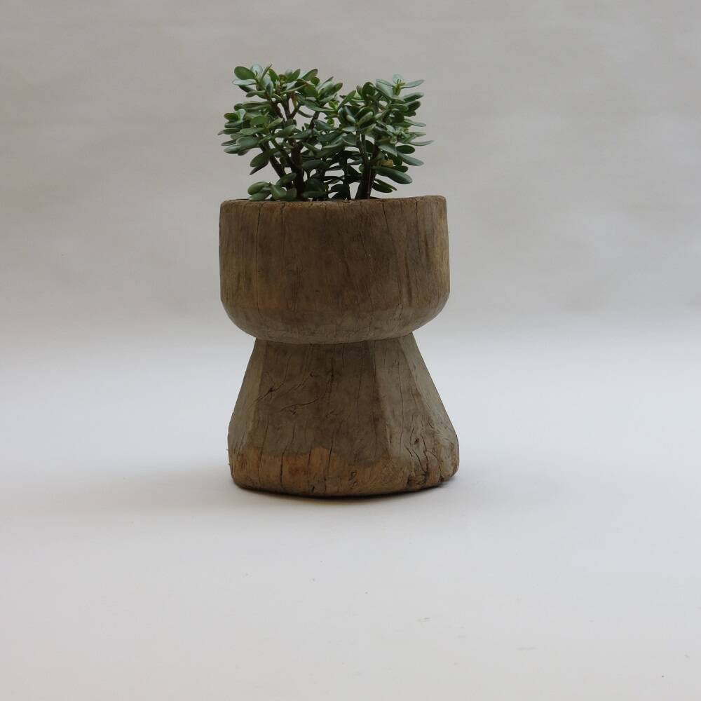 Antique Primitive Rustic African Mortar Stool Table