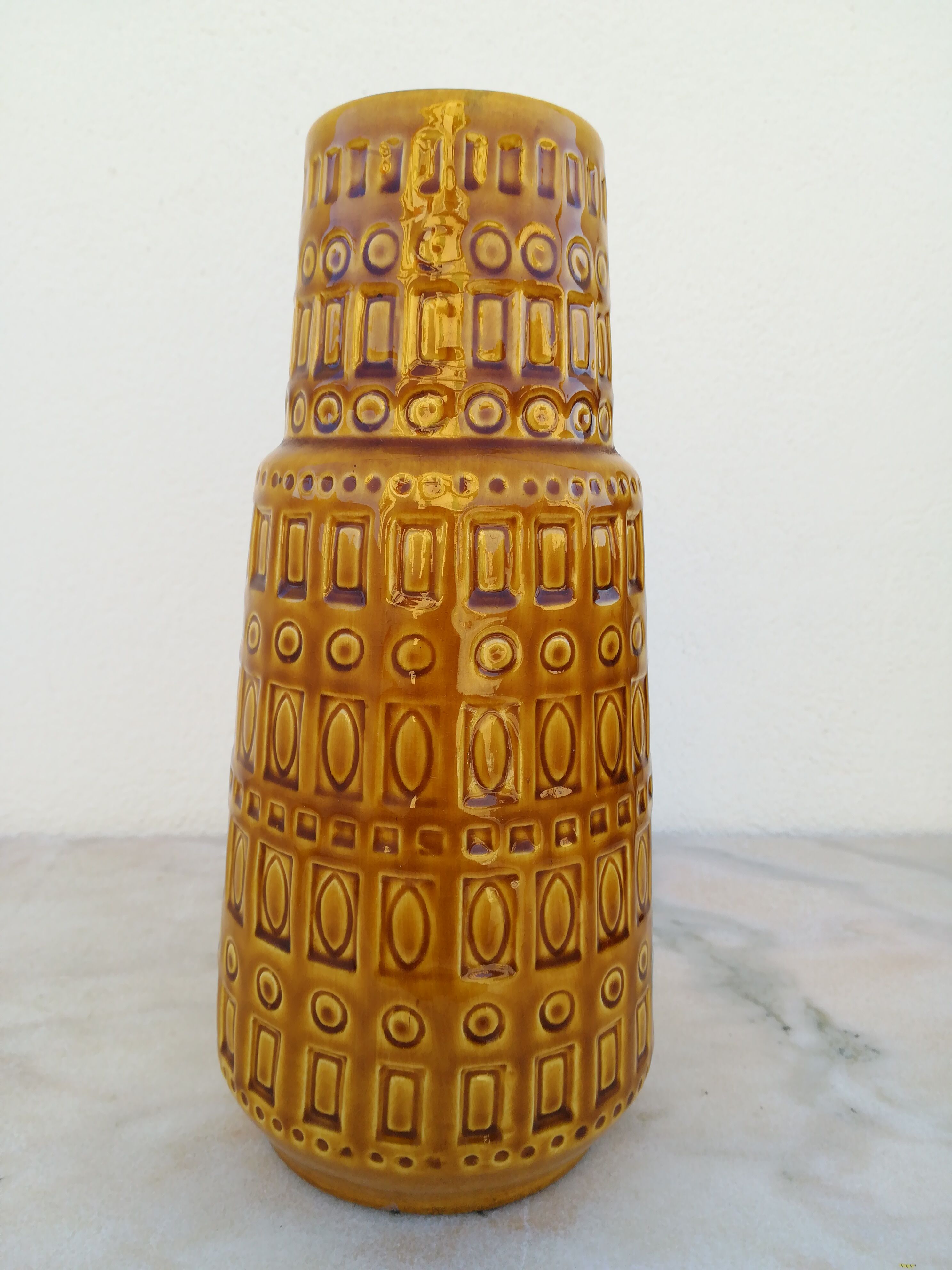 West germany enameled ceramic vase