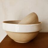 Duo of salad bowls in beige sandstone Digoin