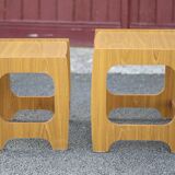 Pair of scandinavian-style wooden nesting tables, coffee tables, bedside tables