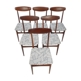Ensemble de 6 chaises de salle à manger en teck italien du milieu du siècle années 1950