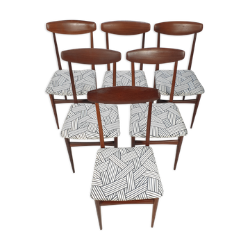 Ensemble de 6 chaises de salle à manger en teck italien du milieu du siècle années 1950