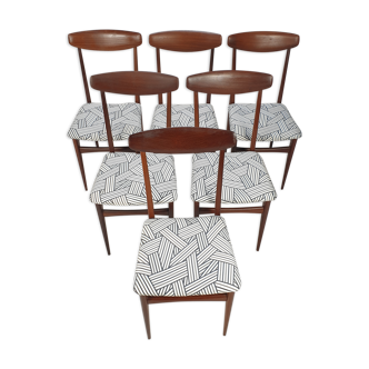 Set of 6 Mid Century Italian Teak Dining Chairs, 1950s
