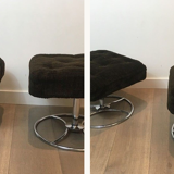 Pair of rotating chrome and velvet stools