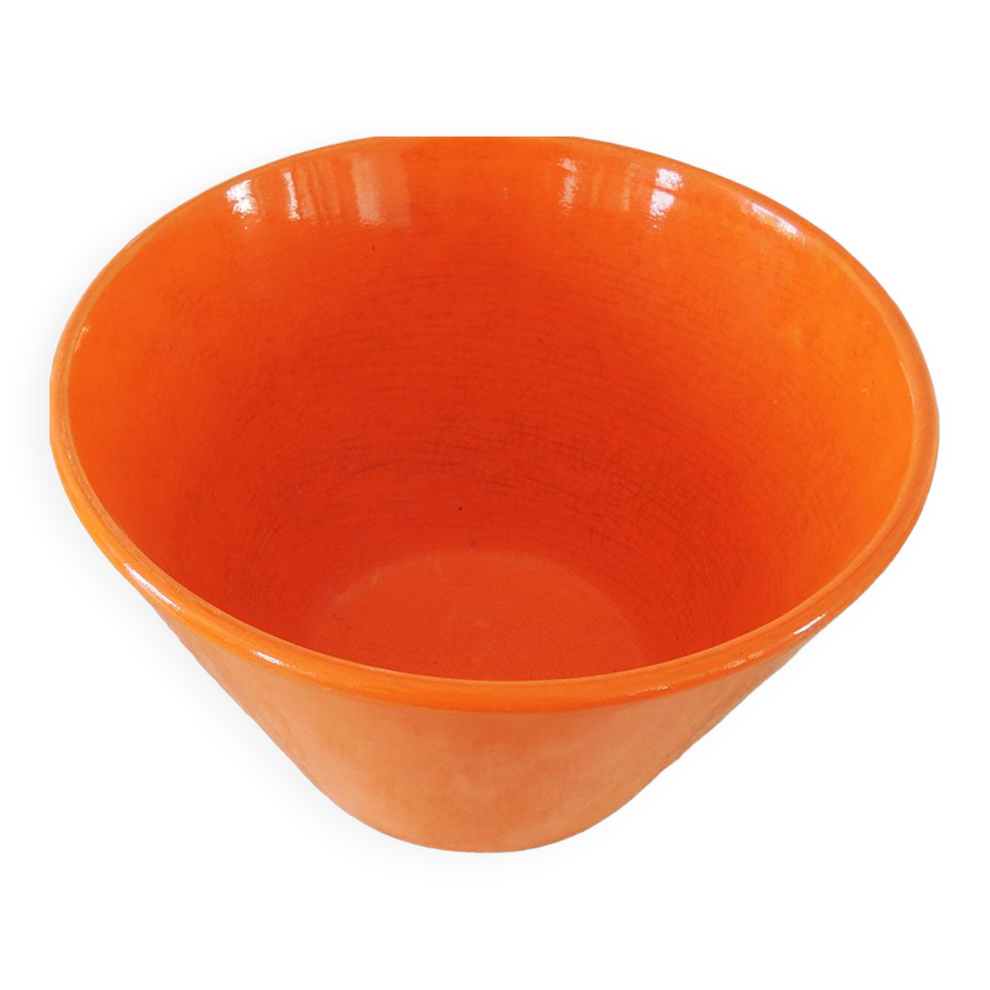 Orange earthenware salad bowl MBFA Pornic