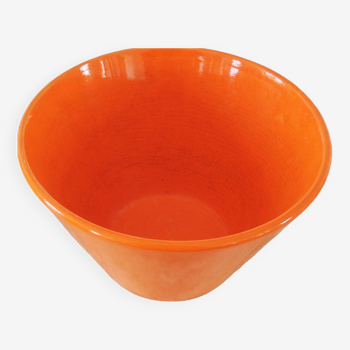 Orange earthenware salad bowl MBFA Pornic