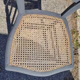Paire de 2 chaises assise cannage en bois coloris noir 1940