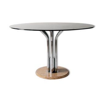 Glass Table with Marble Base, Italy 1960s