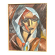 Original Swedish Oil on Canvas – “Cubist Woman Portrait” by Jan Pålsson – Signed – Dated 1980 – Vintage & Framed – 77 × 62 cm