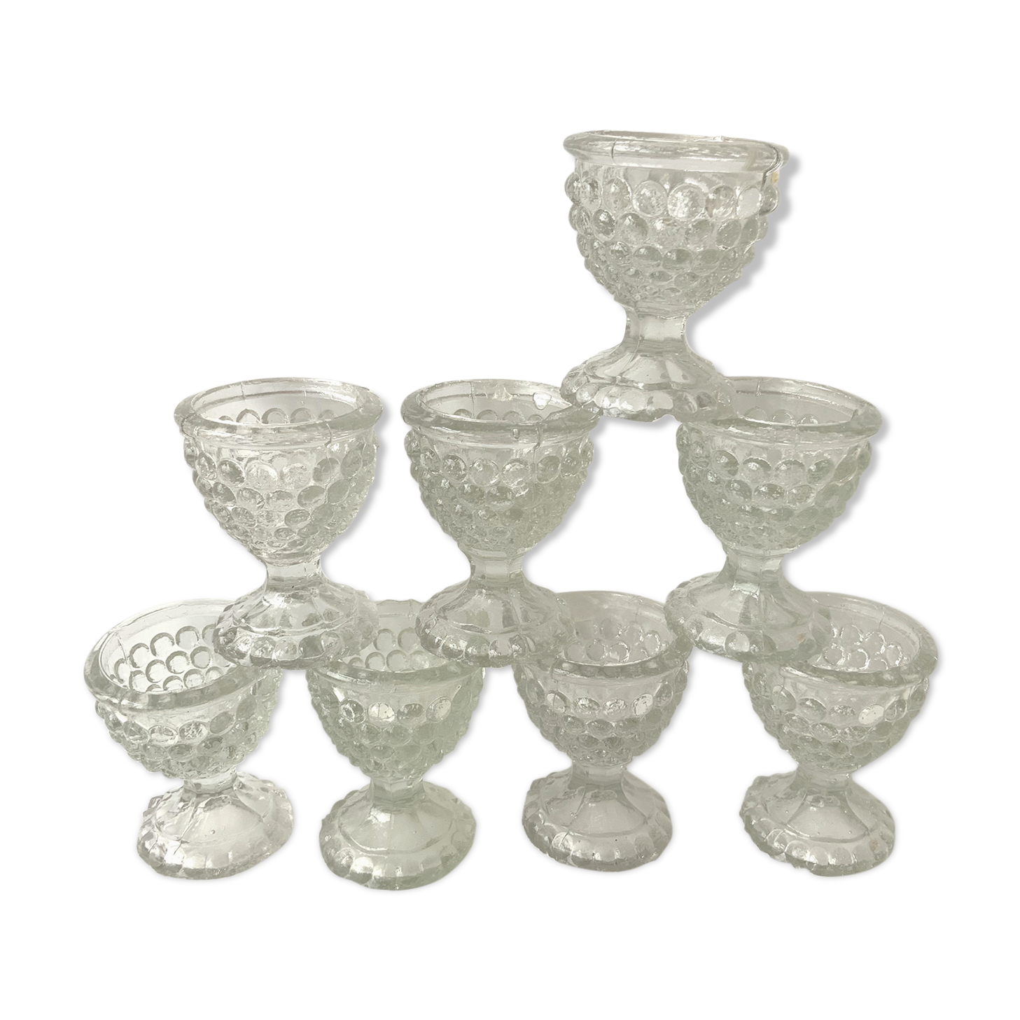 8 coquetiers en verre vintage