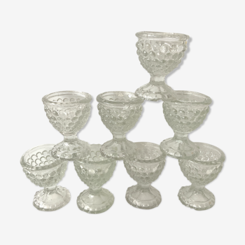 8 coquetiers en verre vintage