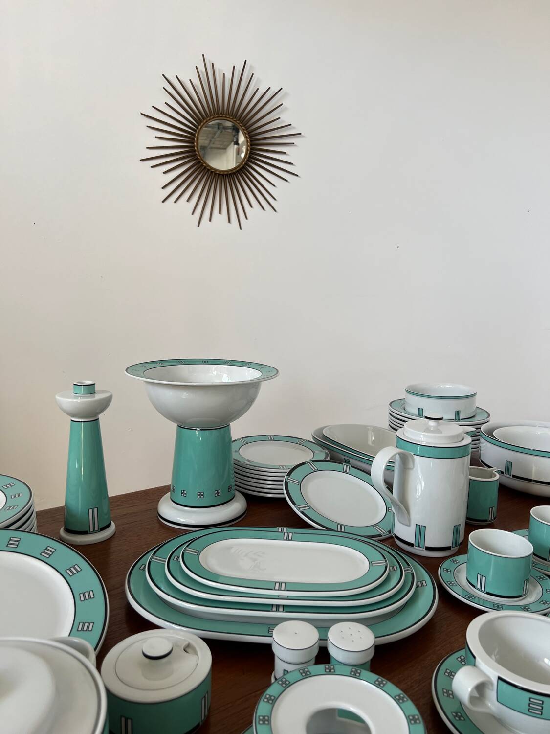 Vintage 72-piece tableware set Arzberg model Cult Focus postmodern bauhaus style