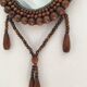 Vintage bohemian mirror in wooden beads - 22x26cm