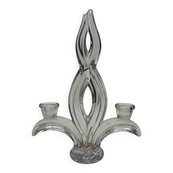 Candélabre en verre style Art déco vintage des années 1950 - Design sculptural