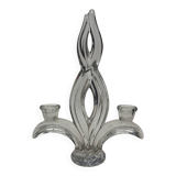 Vintage 1950s Art Deco Style Glass Candelabra - Sculptural Design
