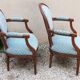 Pair of Louis XVI style medallion armchairs